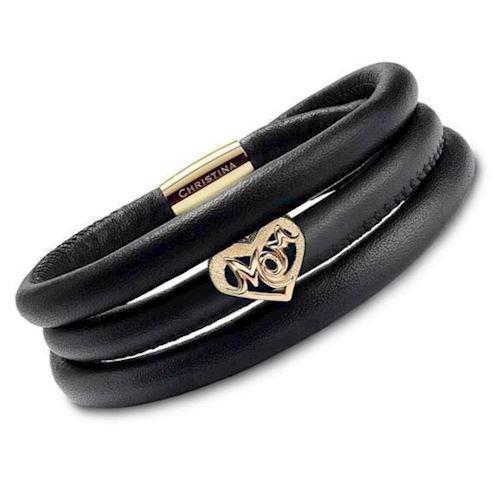 Image of Mors Dag hjerte armbånd fra Christina Collect med forgyldt charm